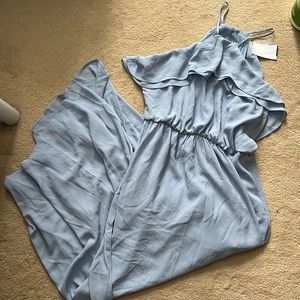 New Lush Dress maxi gown ruffle halter blue keyhole Nordstrom - xl x large